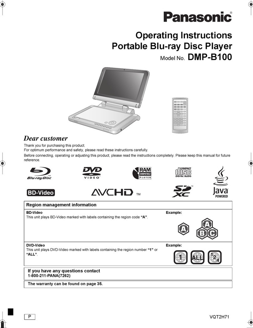Panasonic DMPB100 - PORTABLE BLU-RAY DISC PLAYER Manuel utilisateur
