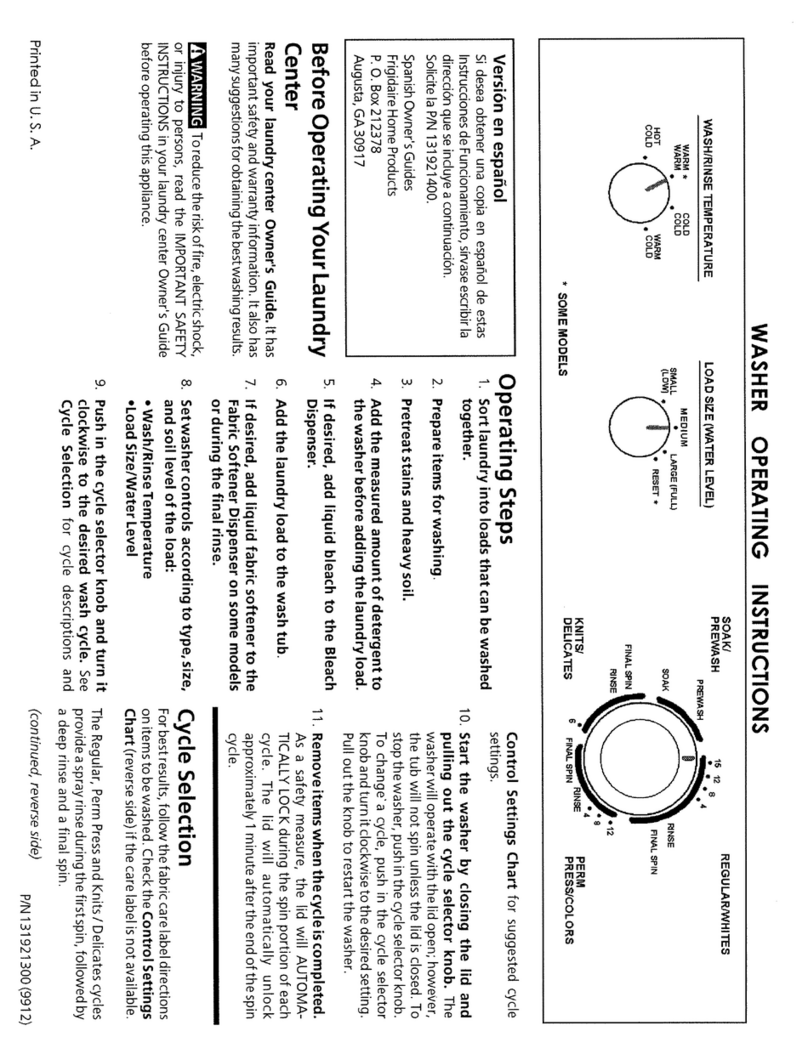 Frigidaire GLET1041AS2 Manuel utilisateur