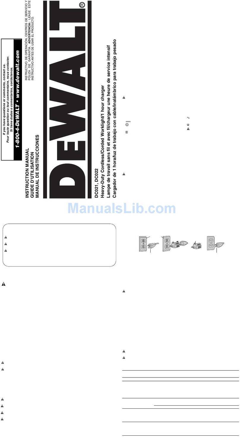 DeWalt DC021 Manuel utilisateur