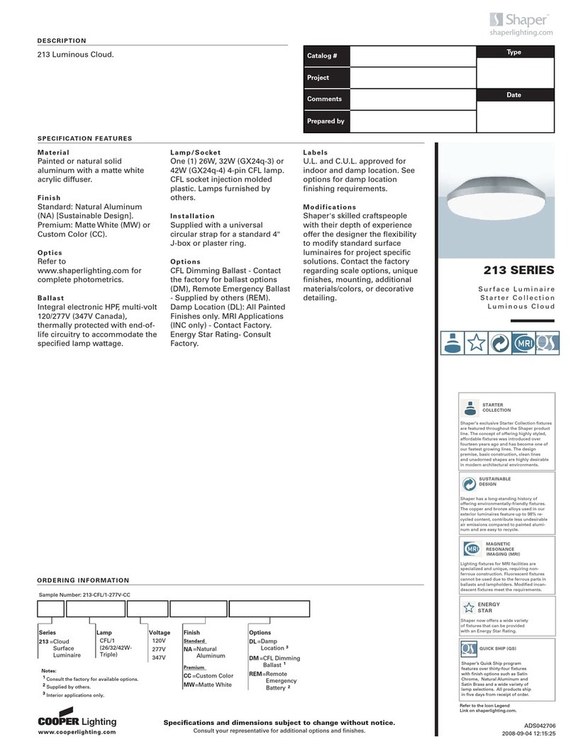 Cooper Lighting 213 Manuel utilisateur