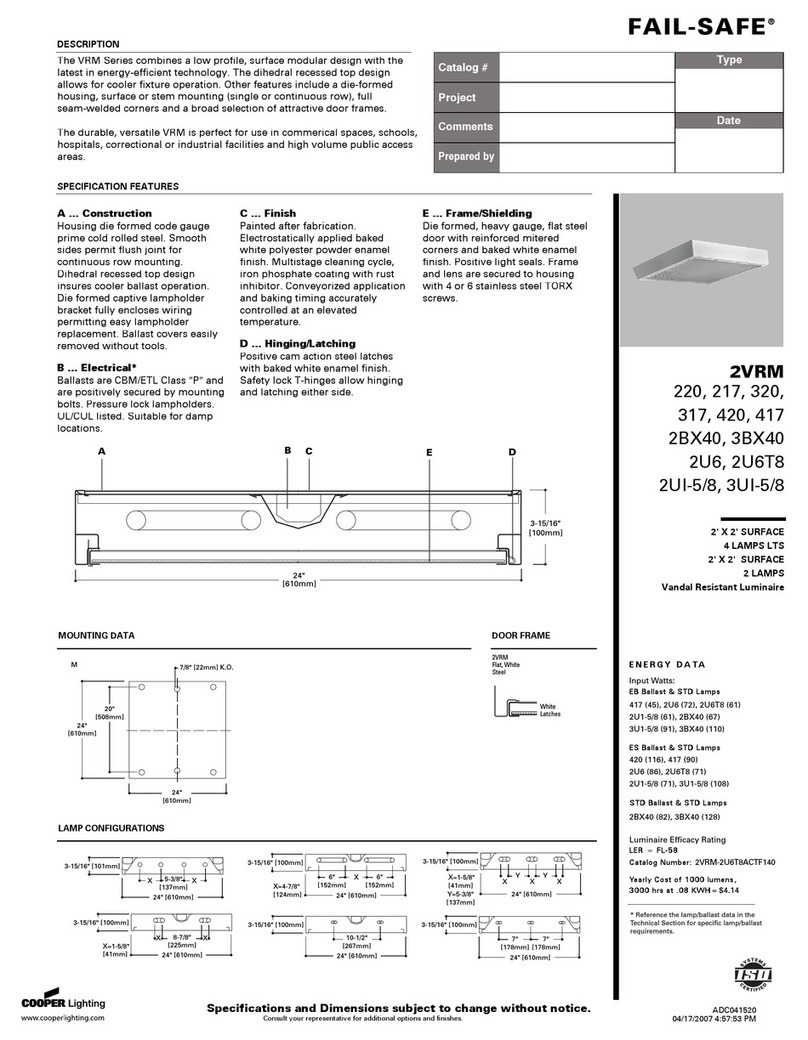 Cooper Lighting 217 Manuel utilisateur