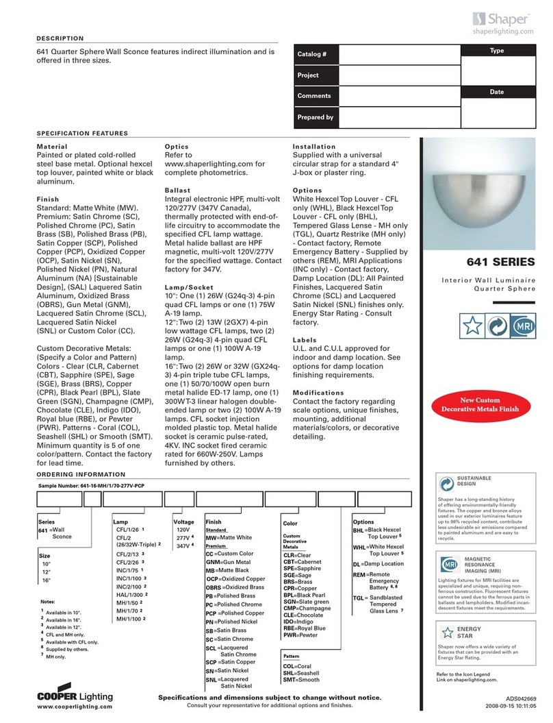 Cooper Lighting 641 Series Manuel utilisateur