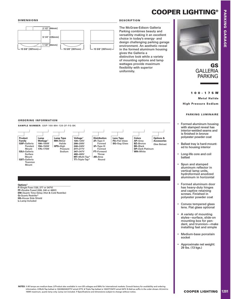 Cooper Lighting GS Manuel utilisateur