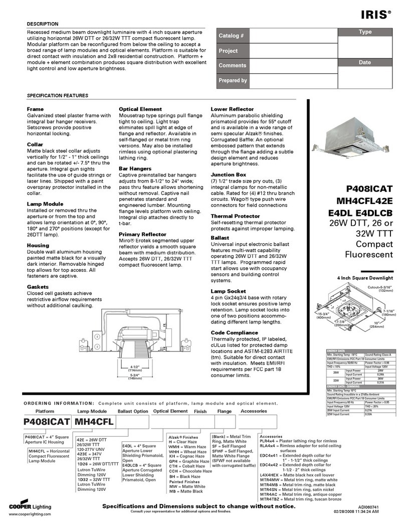 Cooper Lighting IRIS E4DL Manuel utilisateur