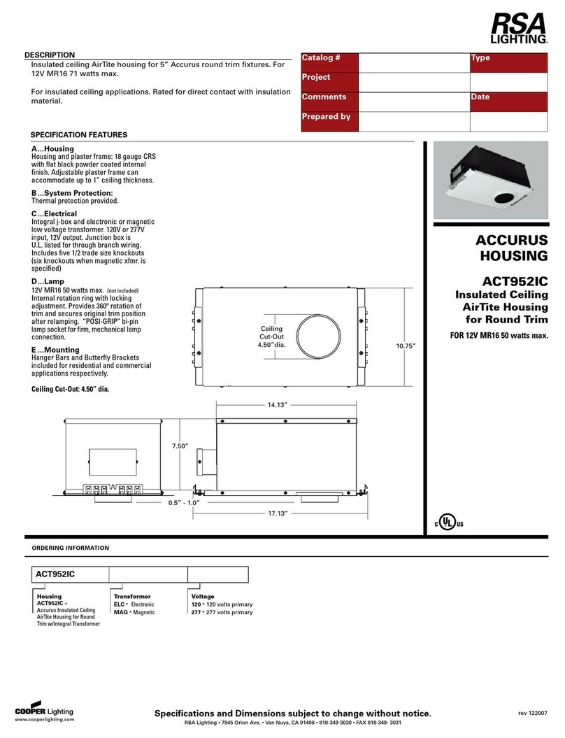 RSA Lighting ACT952IC Manuel utilisateur RSA Lighting ACT952IC Manuel utilisateur