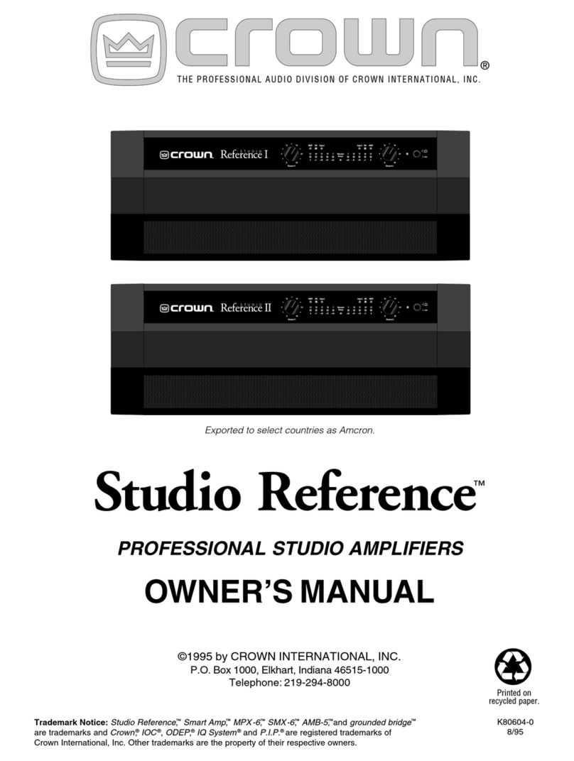 Crown STUDIO AMPLIFIER Manuel utilisateur