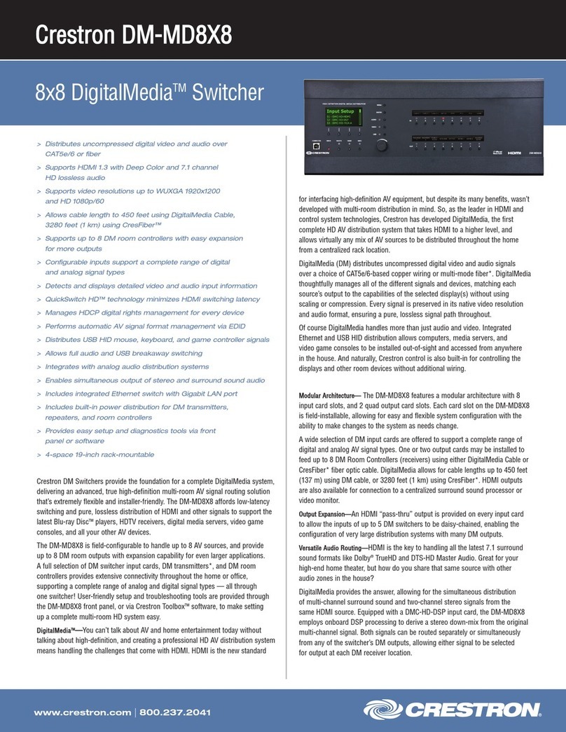 Crestron 8x8 DigitalMedia DM-MD8X8 Manuel utilisateur