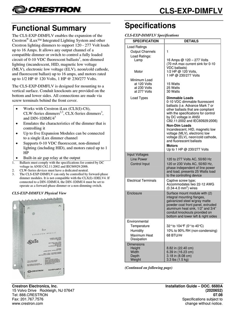 Crestron CLS-EXP-DIMFLV Manuel utilisateur