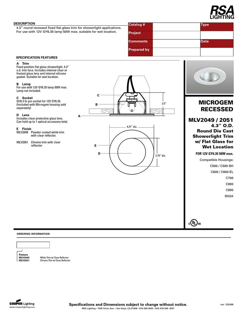 RSA Lighting Microgem MLV2049 Manuel utilisateur RSA Lighting Microgem MLV2049 Manuel utilisateur