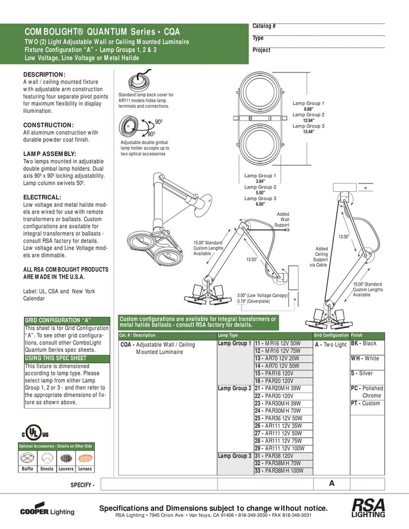 Cooper Lighting Quantum Series CQA Manuel utilisateur