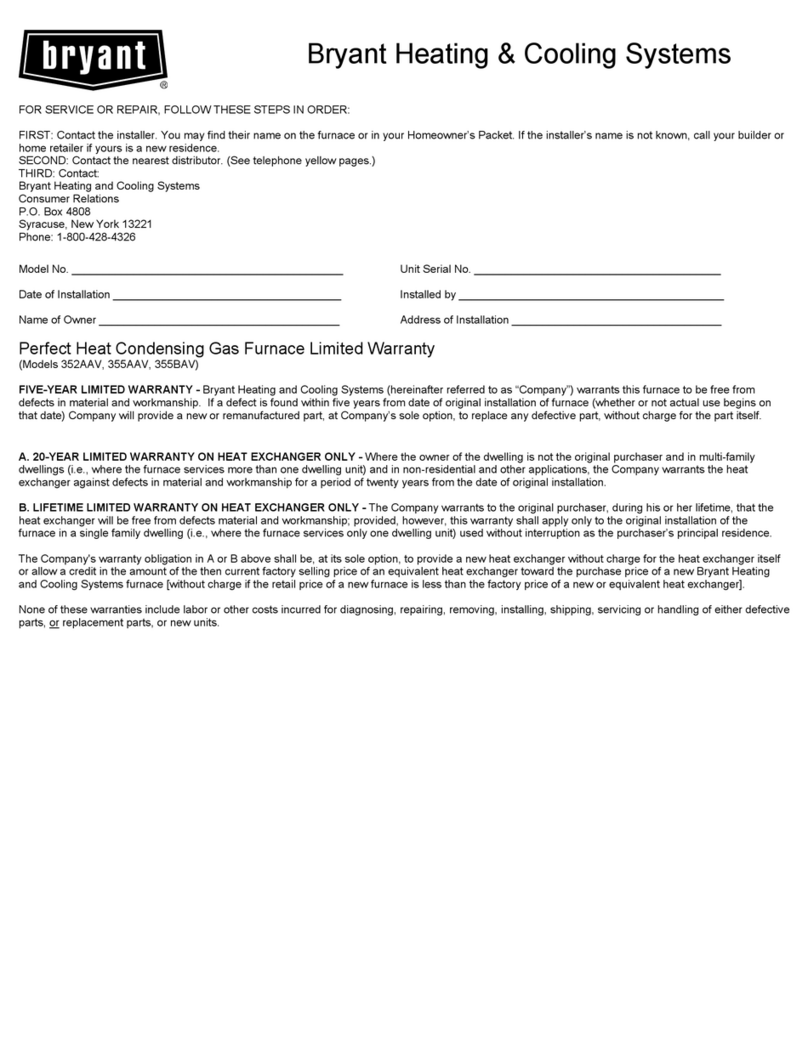 Bryant 355BAV Manuel de la liste des pièces