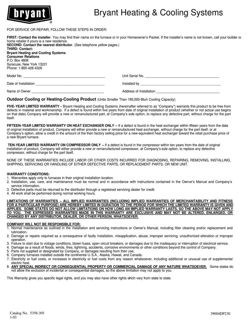 Bryant 39004DP230 Manuel de la liste des pièces Bryant 39004DP230 Manuel de la liste des pièces