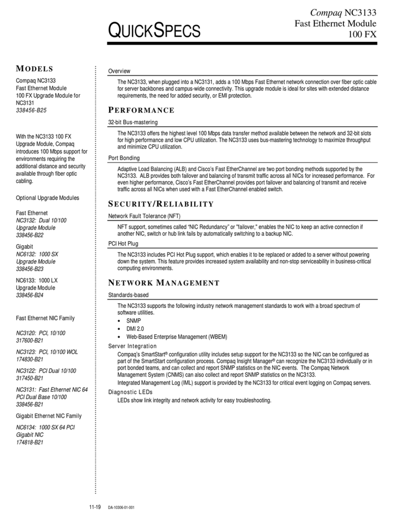 Compaq Fast Ethernet Module NC3133 Instructions d'utilisation