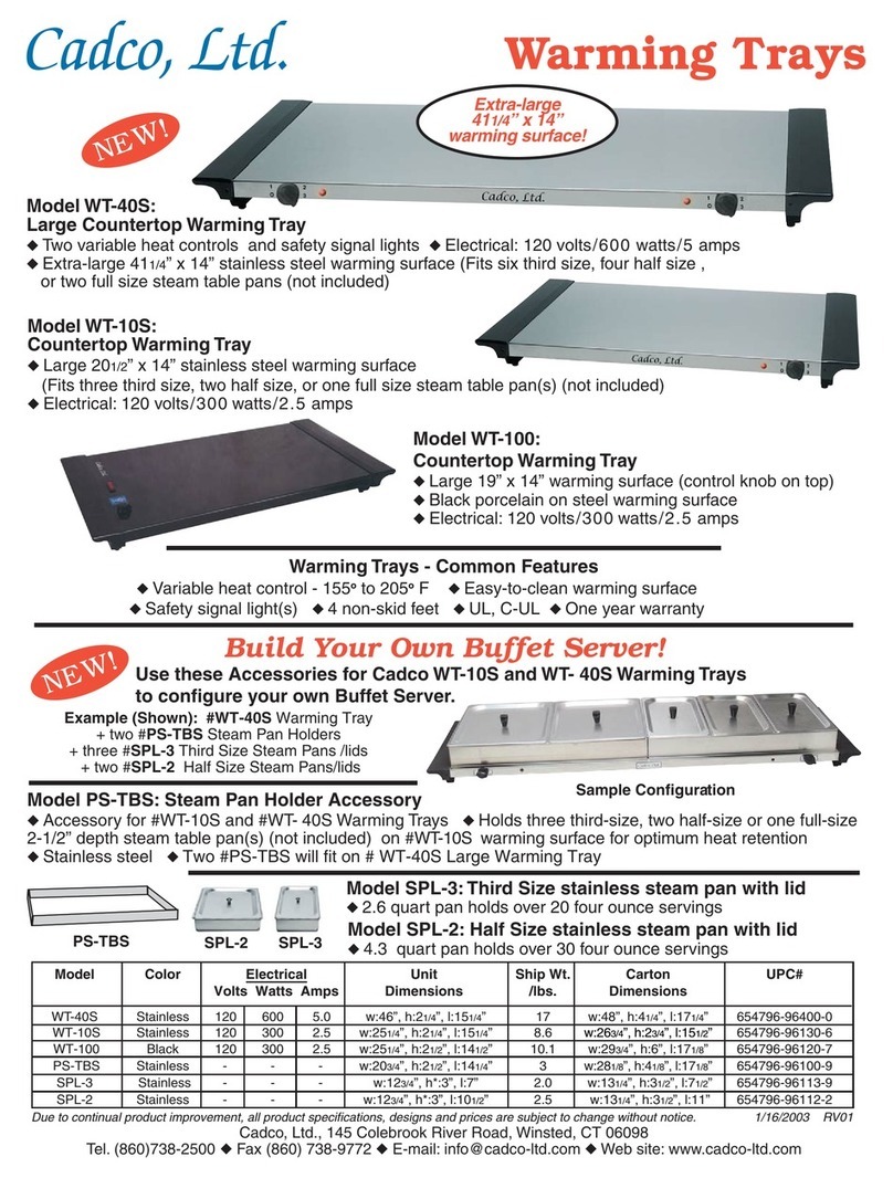 Cadco Warming Tray WT-40S Manuel utilisateur