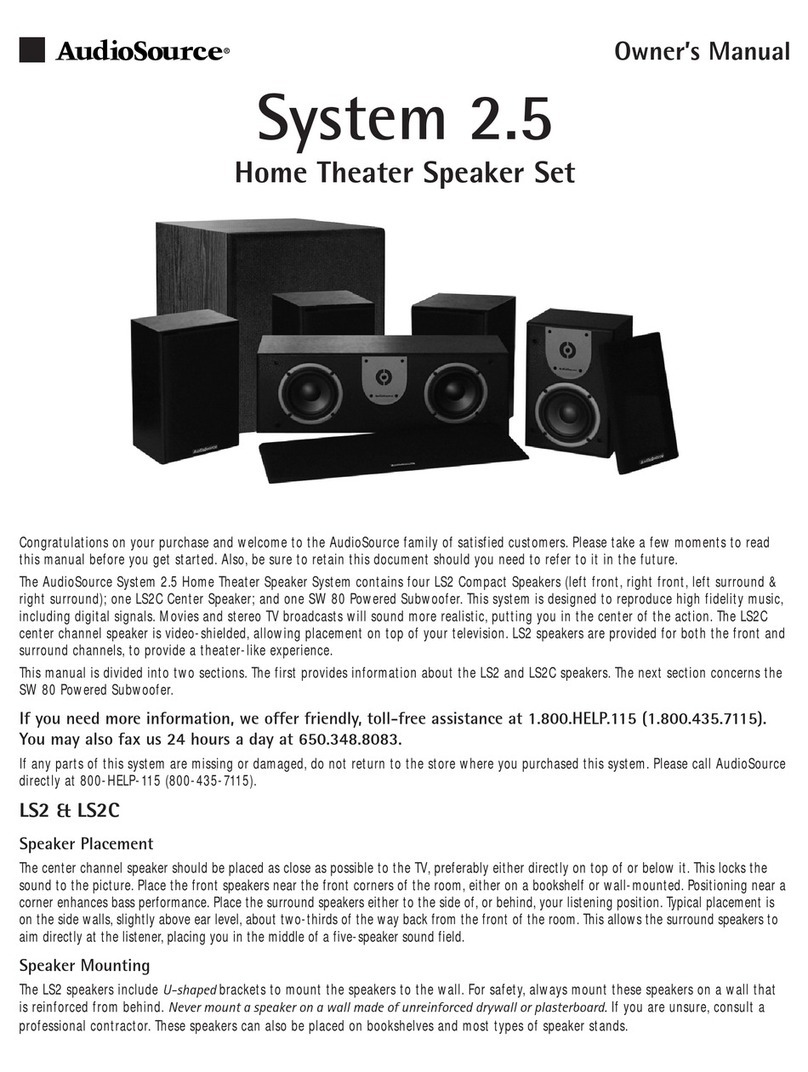 AudioSource System 2.5 Manuel utilisateur AudioSource System 2.5 Manuel utilisateur