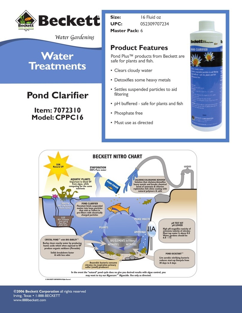 Beckett Pond Clarifier CPPC16 Manuel utilisateur Beckett Pond Clarifier CPPC16 Manuel utilisateur