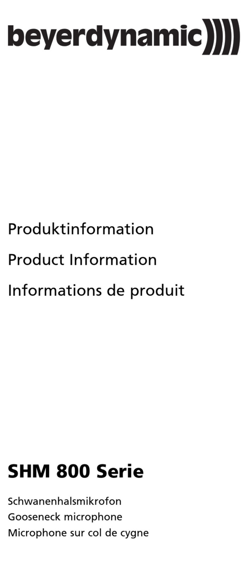 Beyerdynamic SHM 800 Series Manuel utilisateur Beyerdynamic SHM 800 Series Manuel utilisateur