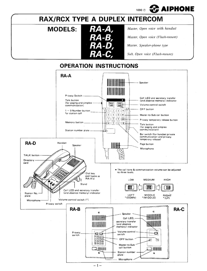 Aiphone Ra-D Manuel utilisateur Aiphone Ra-D Manuel utilisateur