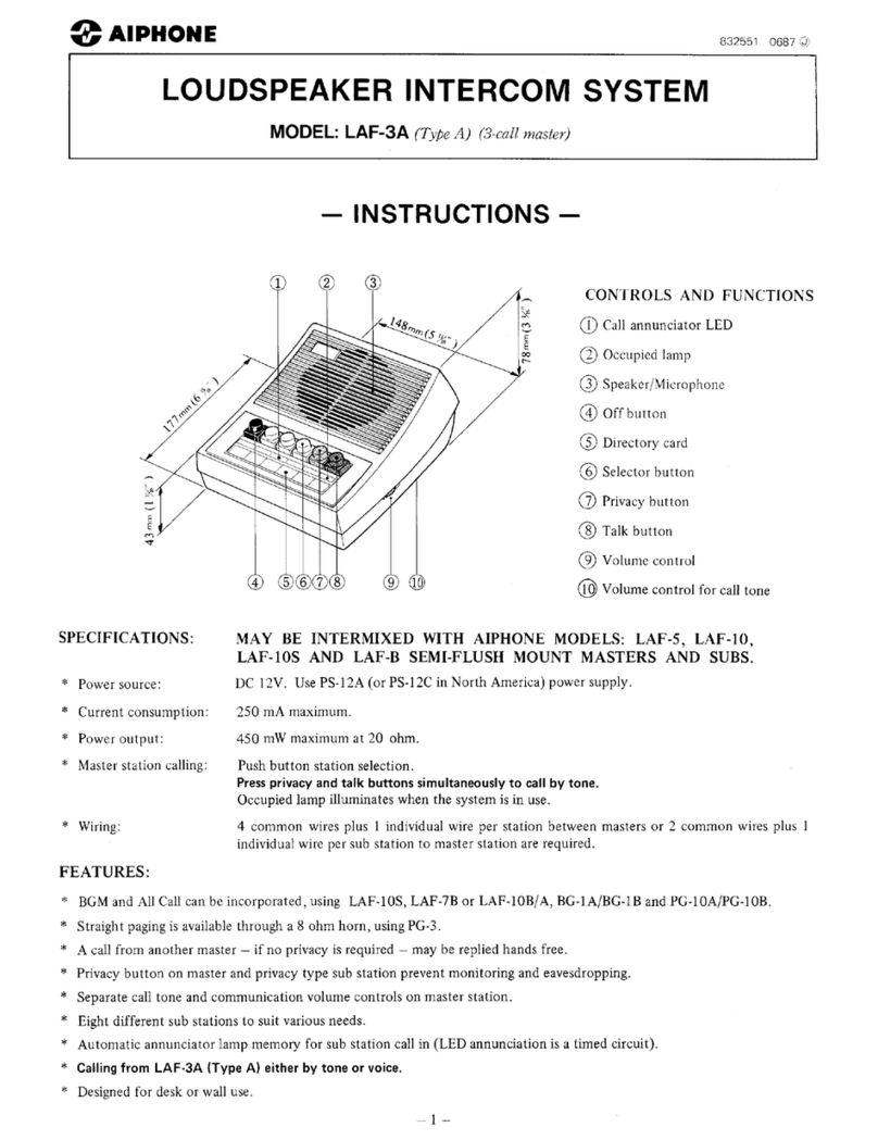 Aiphone LAF-3A Manuel utilisateur Aiphone LAF-3A Manuel utilisateur