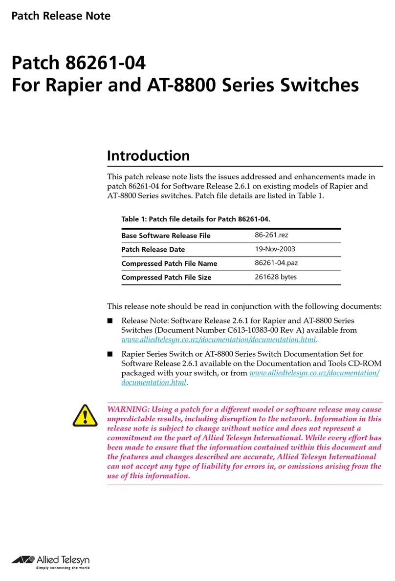 Allied Telesis Patch 86261-04 Comment utiliser