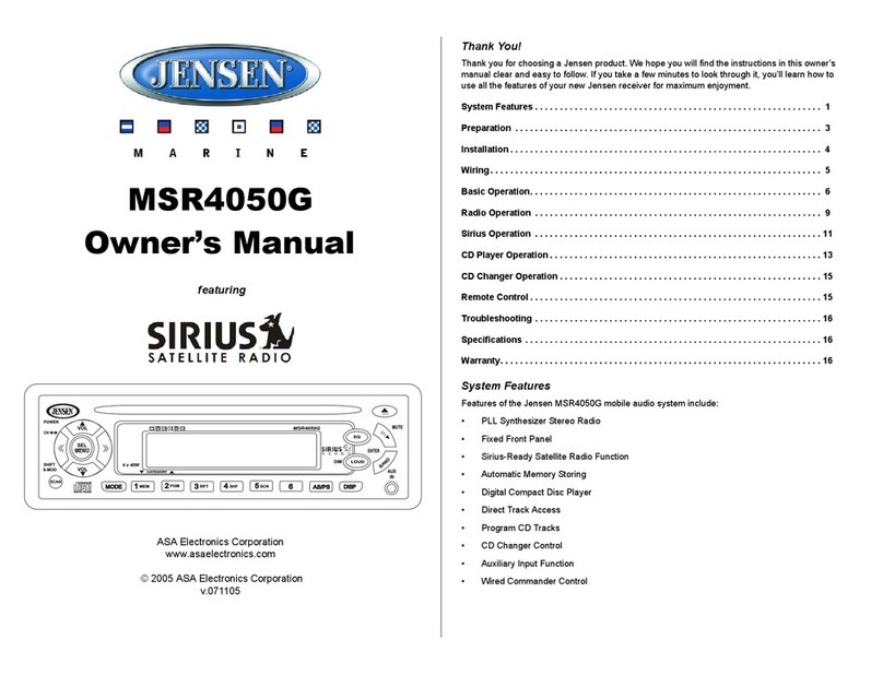 Jensen MSR4050G - Radio / CD Player Manuel utilisateur