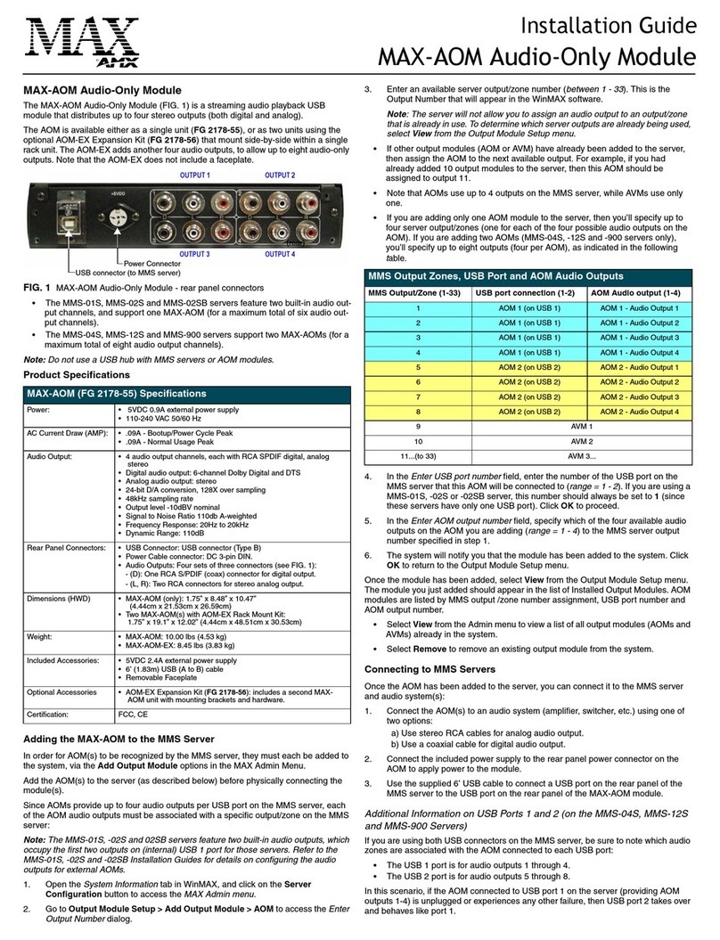 AMX MAX-AOM Manuel utilisateur
