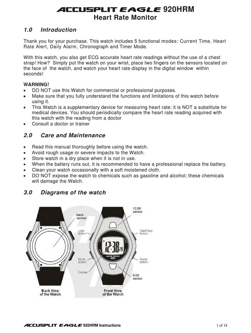 Accusplit EAGLE EAGLE 920HRM Manuel utilisateur Accusplit EAGLE EAGLE 920HRM Manuel utilisateur