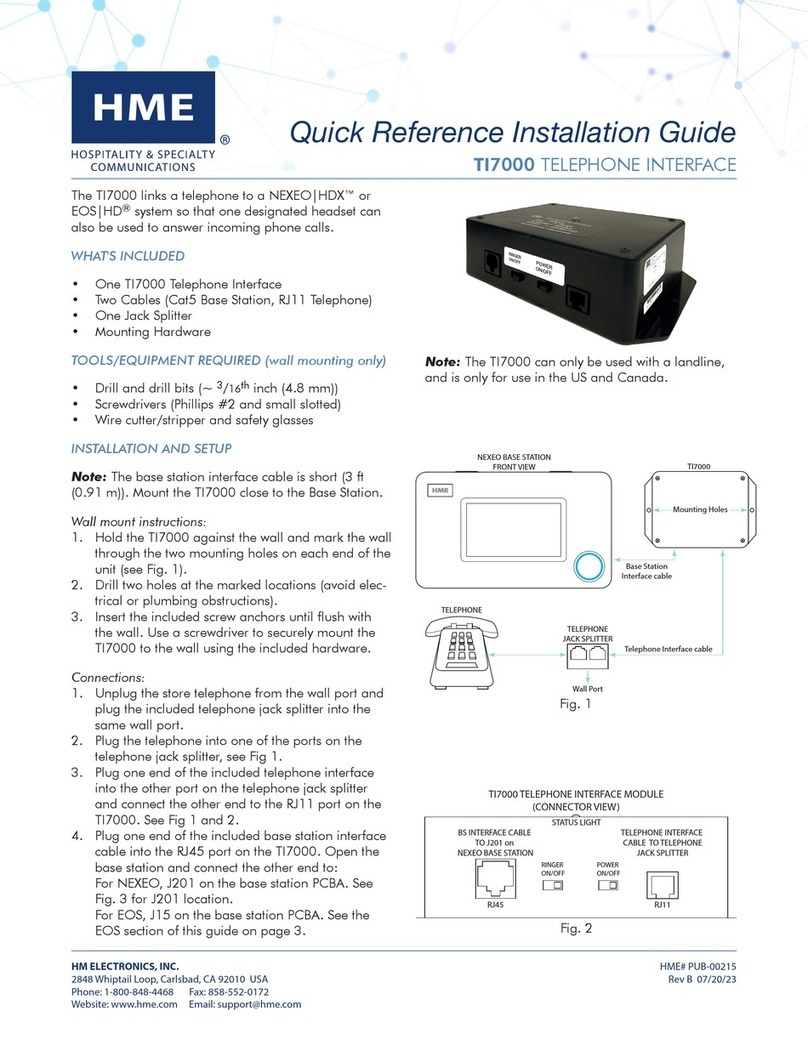 HME TI7000 Manuel utilisateur HME TI7000 Manuel utilisateur