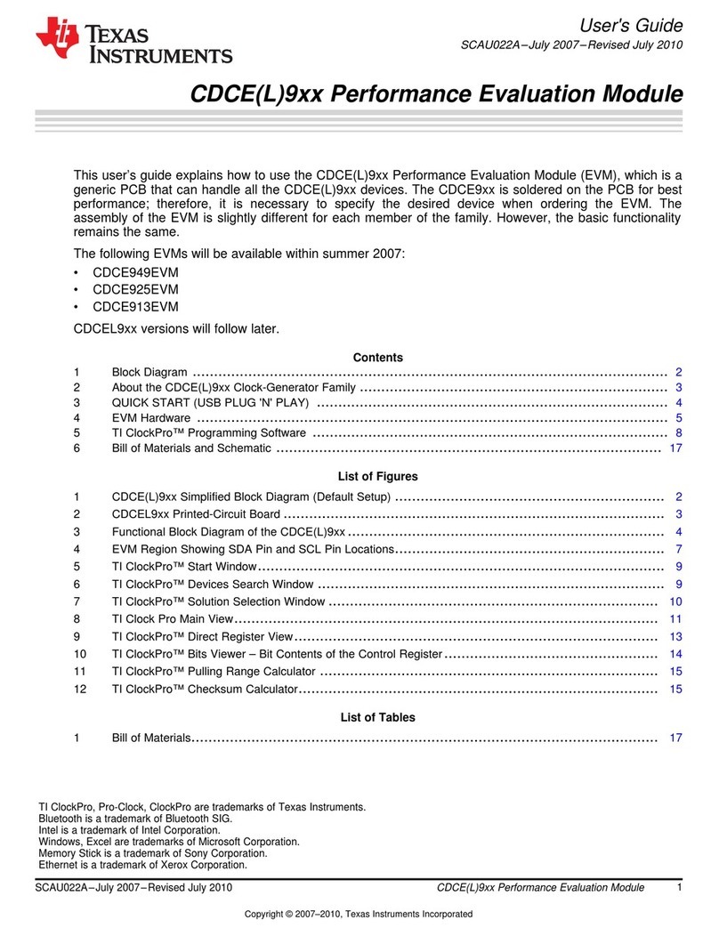 Texas Instruments CDCE 9 Series Manuel utilisateur Texas Instruments CDCE 9 Series Manuel utilisateur