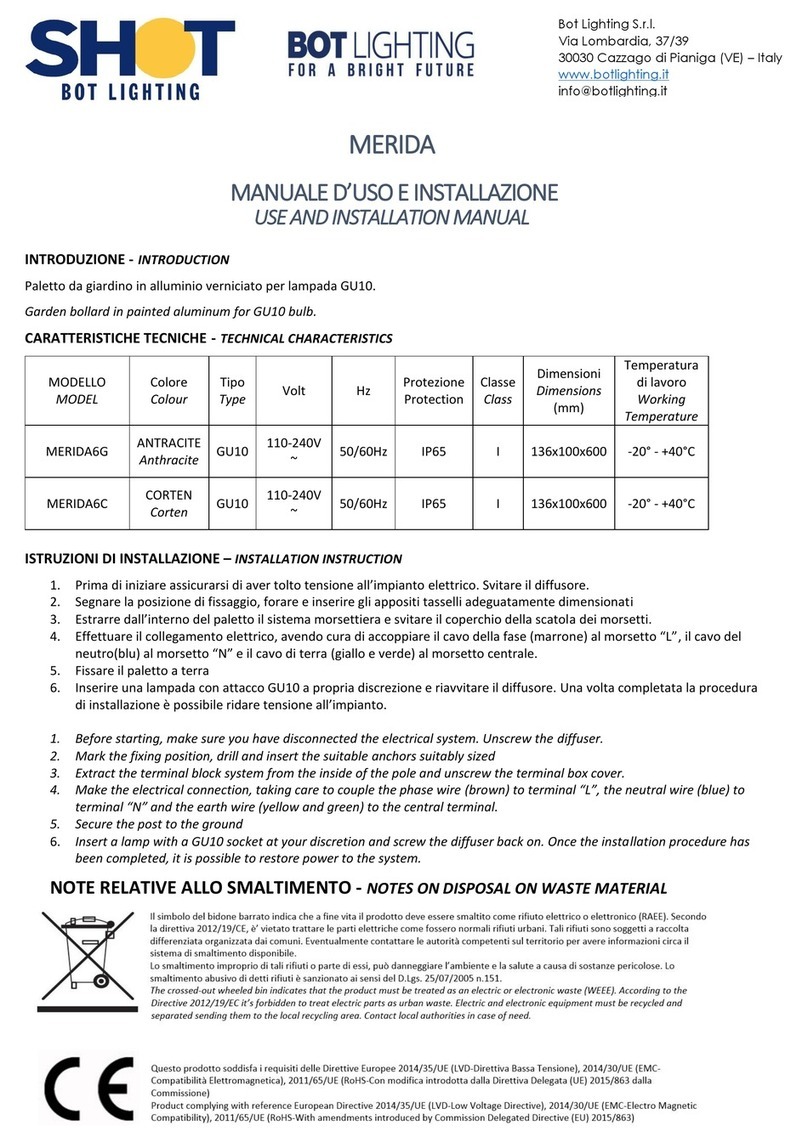 BOT LIGHTING MERIDA6G Caractéristiques techniques