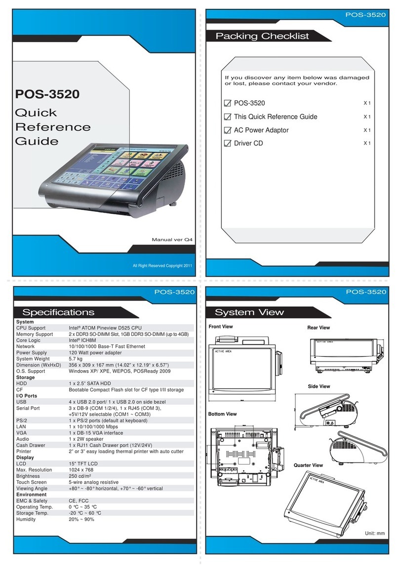 Protech Systems POS-3520 Manuel utilisateur Protech Systems POS-3520 Manuel utilisateur