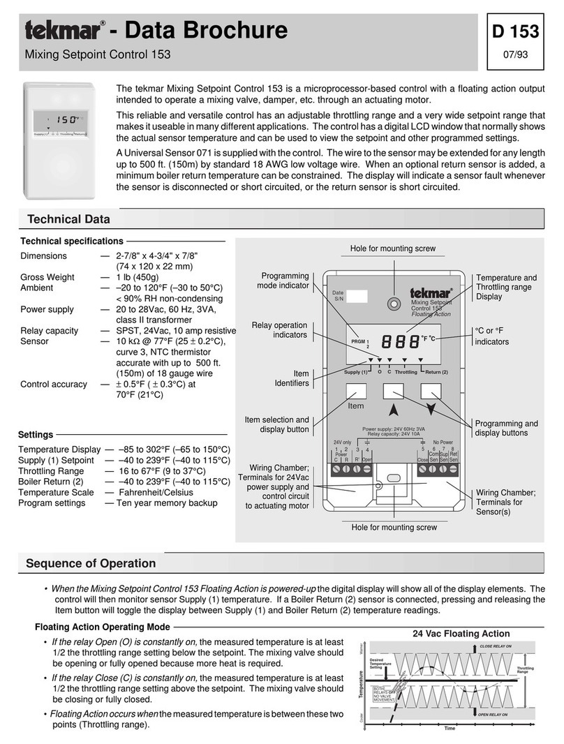 Tekmar 153 Manuel utilisateur