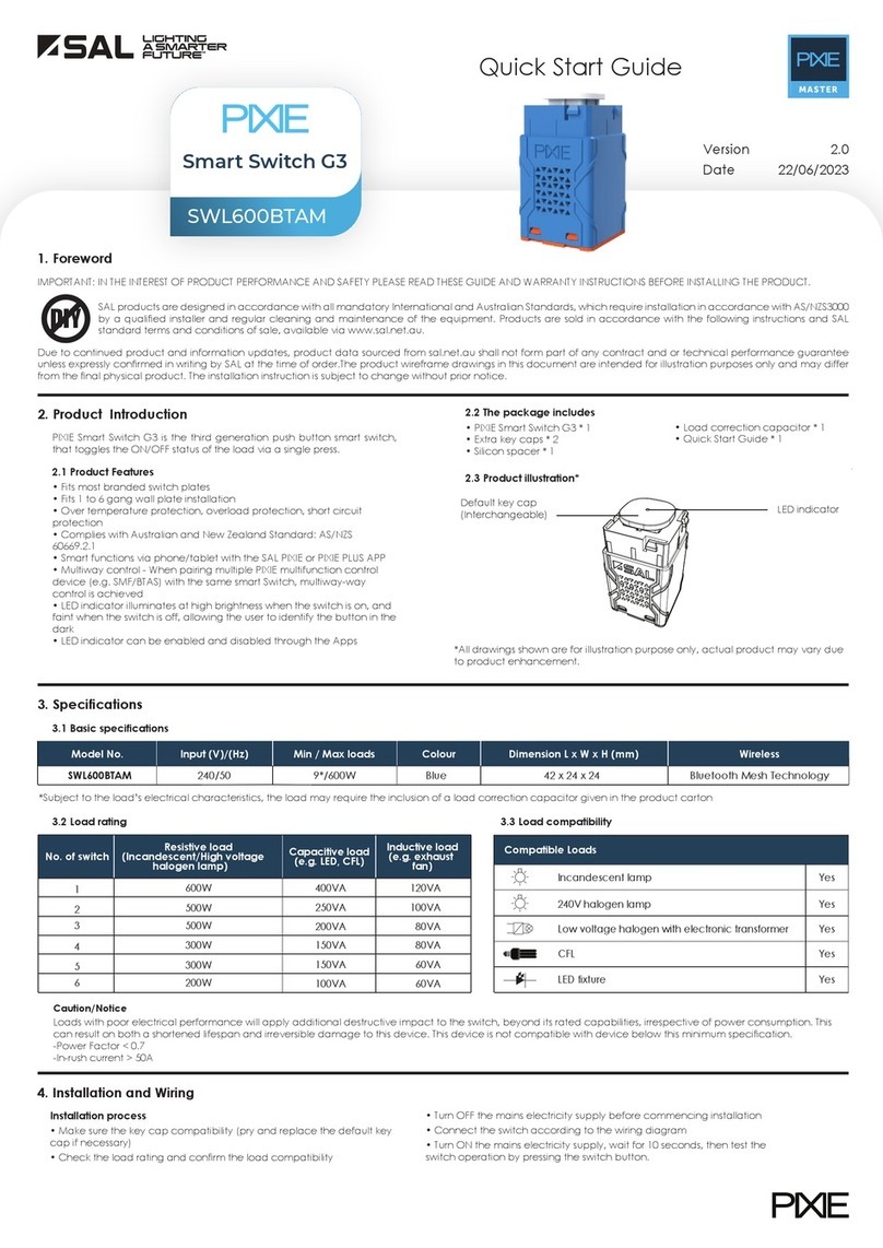SAL PIXIE Smart Switch G3 Manuel utilisateur