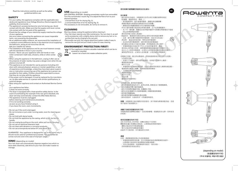 Rowenta PRO COMPACT Manuel utilisateur