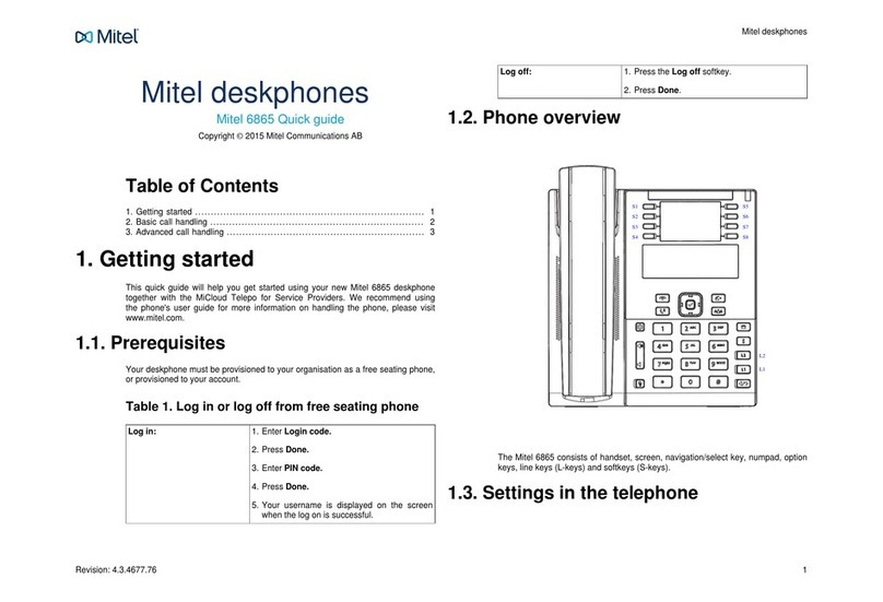 Mitel Deskphone 6865 Manuel utilisateur