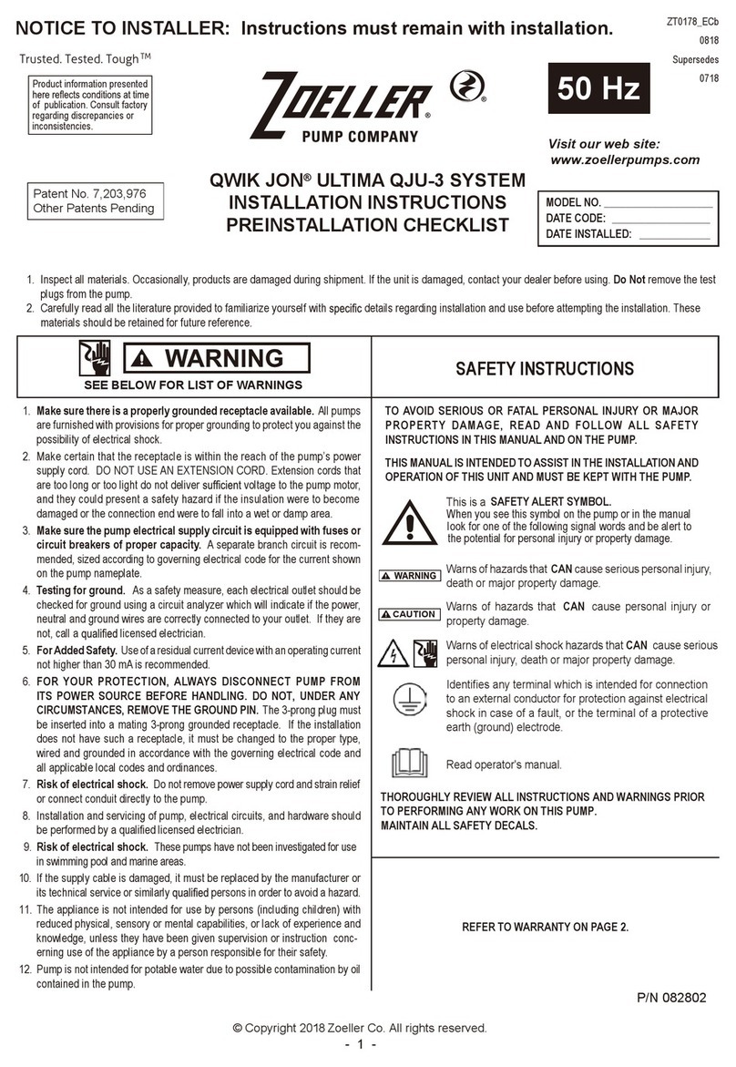 Zoeller QWIK JON ULTIMA QJU-3 Manuel utilisateur