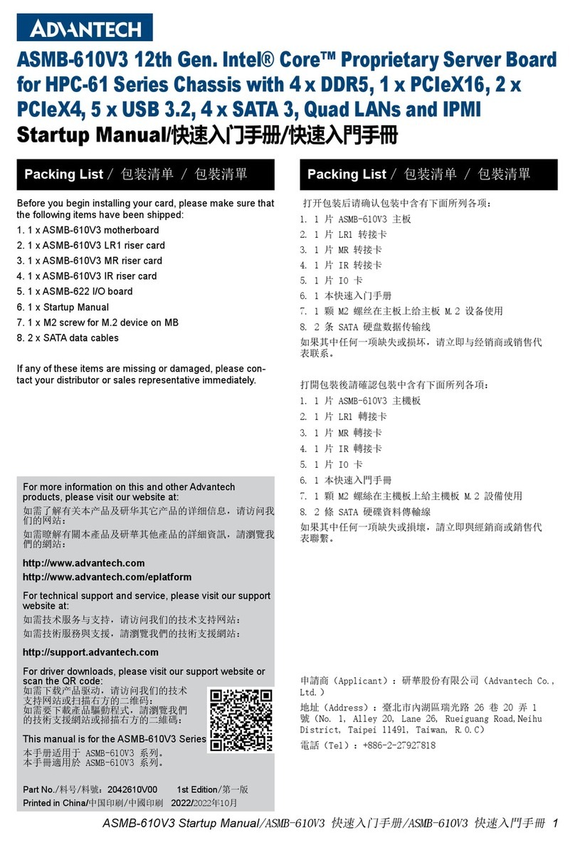 Advantech ASMB-610V3 Manuel d'installation et d'exploitation Advantech ASMB-610V3 Manuel d'installation et d'exploitation