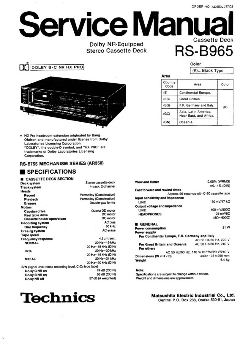 Technics RS-B965 Manuel utilisateur Technics RS-B965 Manuel utilisateur