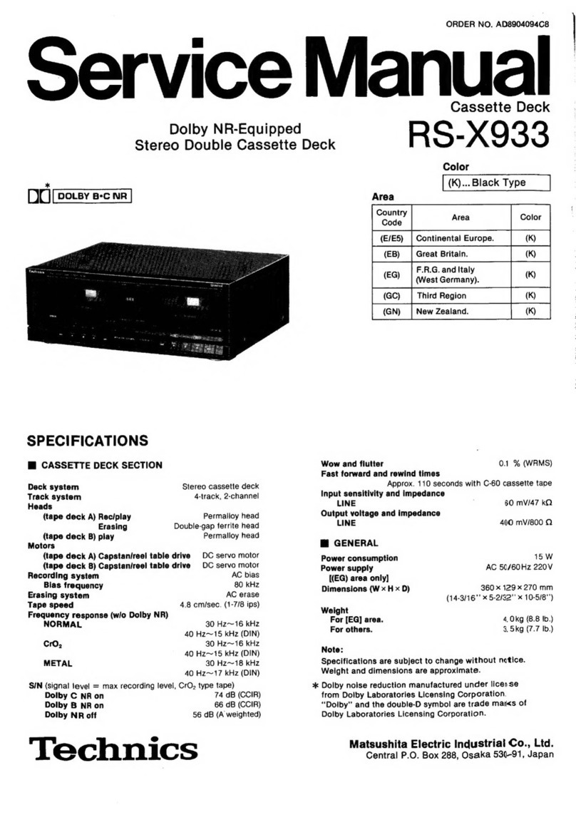 Technics RS-X933 Manuel utilisateur Technics RS-X933 Manuel utilisateur
