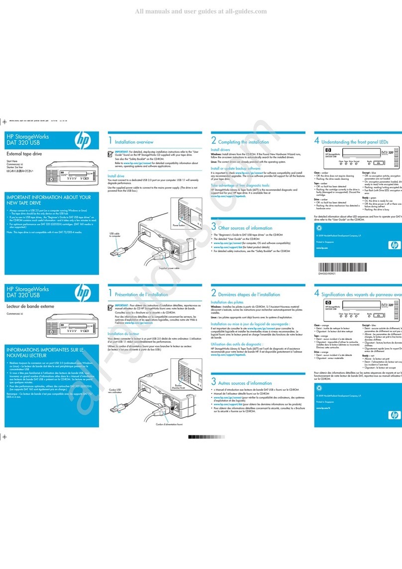 HP StorageWorks DAT320 USB Mode d’emploi