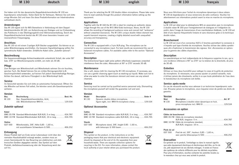 Beyerdynamic M 130 Manuel utilisateur