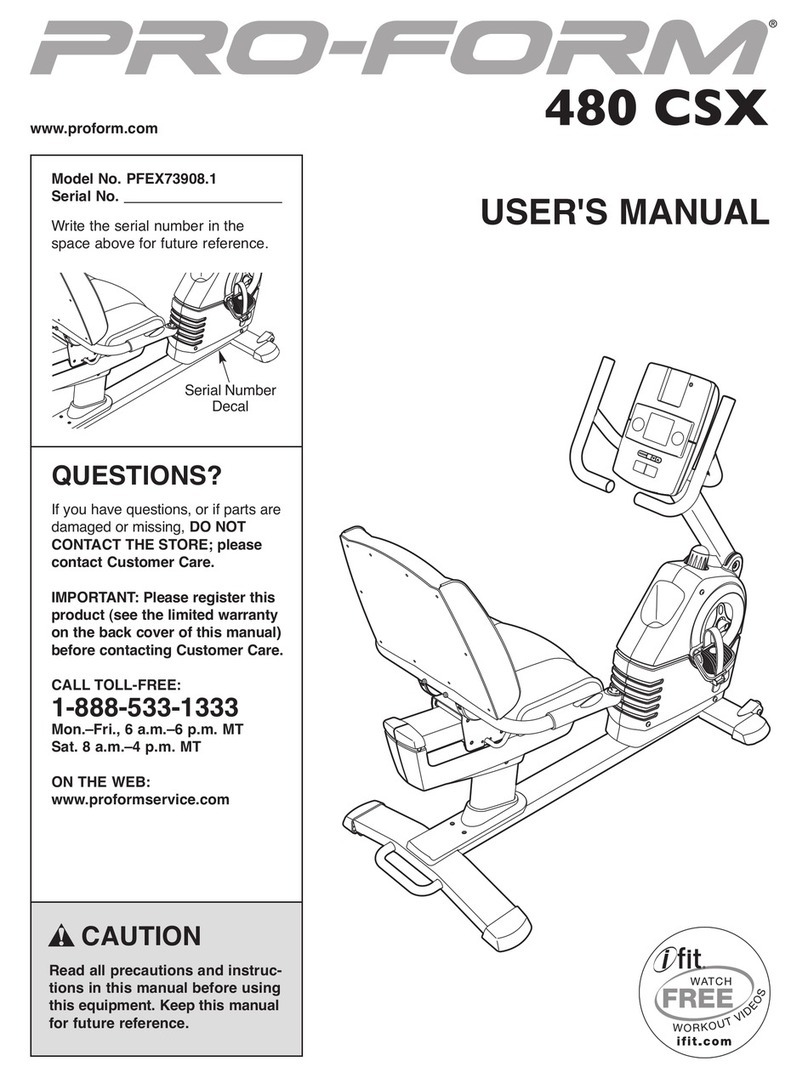 ICON PRO-FORM 480 CSX Manuel utilisateur