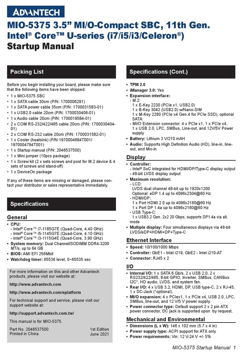 Advantech MIO-5375 Manuel d'installation et d'exploitation Advantech MIO-5375 Manuel d'installation et d'exploitation