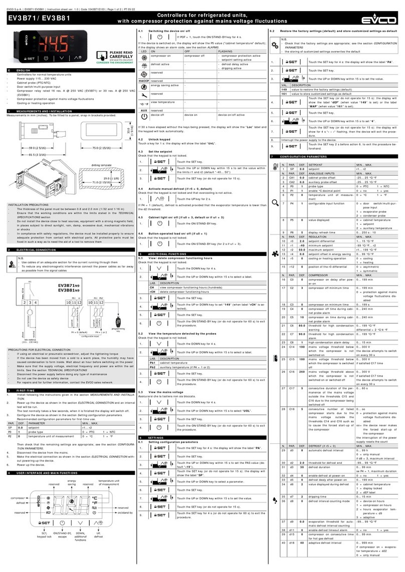Evco EV3B71 Manuel utilisateur