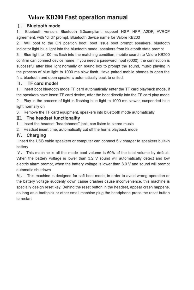 Valore KB200 Manuel utilisateur