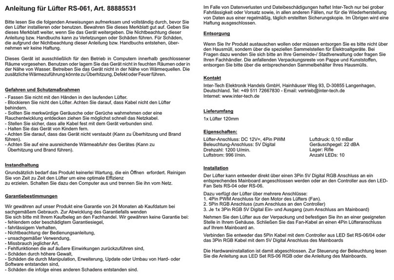 Intertech RS-061 Manuel utilisateur Intertech RS-061 Manuel utilisateur