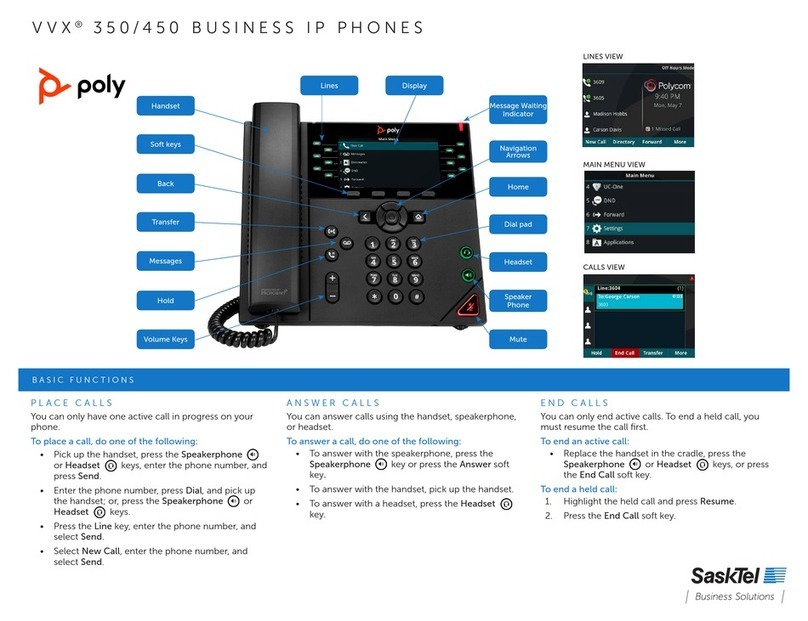 Polycom VVX 350 Manuel utilisateur Polycom VVX 350 Manuel utilisateur