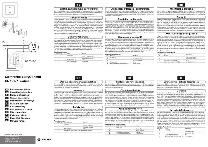 Becker Centronic EasyControl EC62S Manuel utilisateur