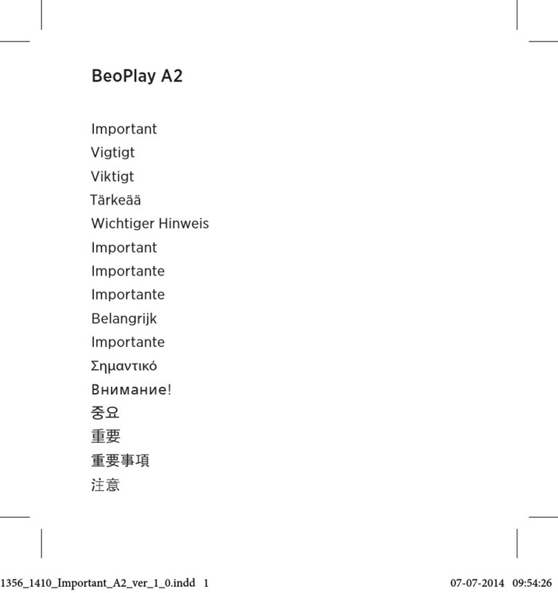 BeoPlay A2 Manuel utilisateur BeoPlay A2 Manuel utilisateur