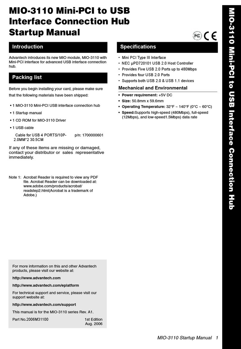 Advantech MIO-3110 Manuel d'installation et d'exploitation